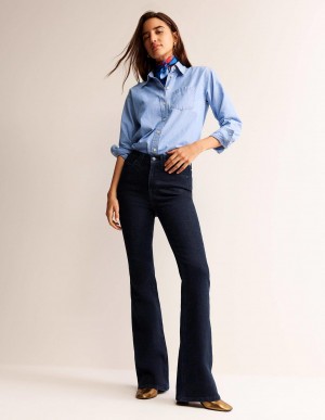 Boden Mid Rise Slim Flare Jeans Damen Indigo | EYQCL-6382