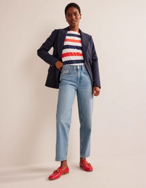 Boden Mid Rise Tapered Jeans Damen Blau | GPHMI-9385