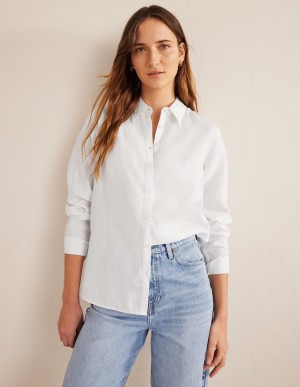 Boden New Linen Hemd Damen Weiß | UQEOM-0752