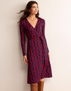 Boden Nina Jersey Midi Kleid Damen Navy | CIUSM-5129