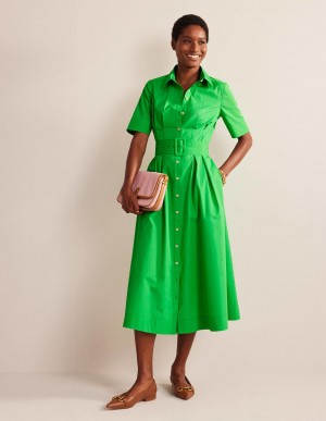 Boden Pippa Midi Shirts Kleid Damen Hellgrün | FUQGT-8359