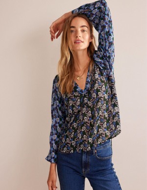 Boden Printed V-Neck Blouse Oberteile Damen Mehrfarbig | VIKEM-8714