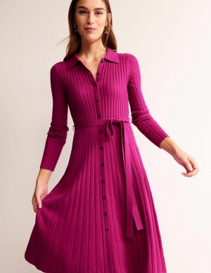 Boden Rachel Gestrickt Shirts Kleid Damen Lila | FGKYZ-0372