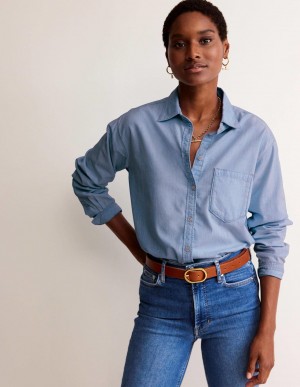 Boden Relaxed Chambray Hemd Damen Hellblau | WLYHR-5692