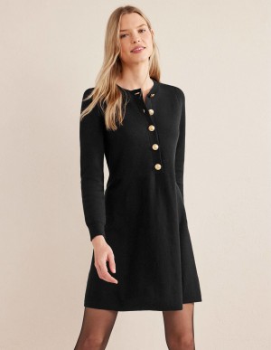 Boden Relaxed Gestrickt Mini Kleid Damen Schwarz | KLOGV-1792
