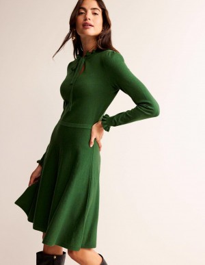 Boden Ruffle-Detail Kleid Damen Grün | QSNGB-3574