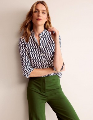 Boden Ruffled Baumwoll-Poplin Hemd Damen Weiß | XLRPM-3256