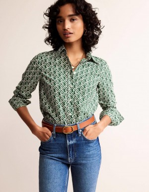 Boden Sienna Baumwoll Hemd Damen Grün | YJVUZ-6471