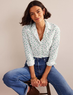 Boden Sienna Baumwoll Hemd Damen Grün | YQNSB-1053