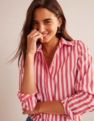 Boden Sienna Baumwoll Hemd Damen Hellrot | WKMAR-8135
