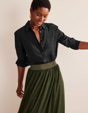 Boden Sienna Silk Hemd Damen Schwarz | GDLNQ-6457