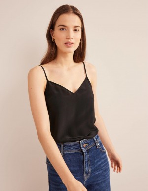 Boden Silk Cami Oberteile Damen Schwarz | UEQAR-7850