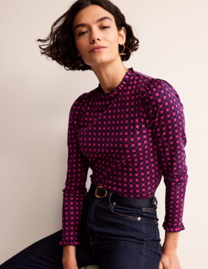 Boden Supersoft Frill Detail Oberteile Damen Rosa | AQCXP-8106