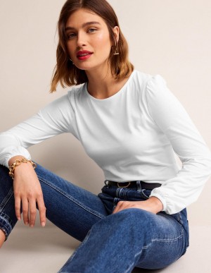 Boden Supersoft Long Sleeve Oberteile Damen Weiß | LQPJN-7286