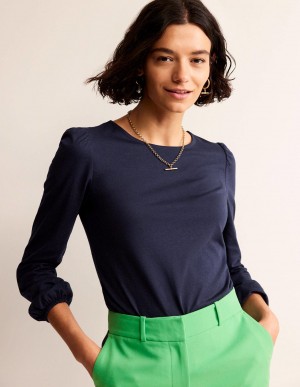 Boden Supersoft Long Sleeve Oberteile Damen Navy | EQBJK-7451