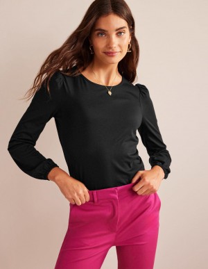 Boden Supersoft Long Sleeve Oberteile Damen Schwarz | JFVNH-3692