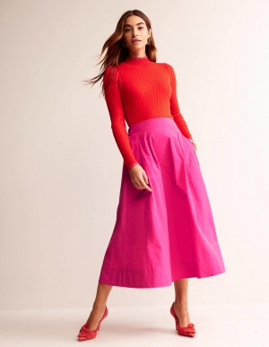 Boden Taffeta Pull-on Midi GolfSkirts Damen Rosa | CTABN-1762