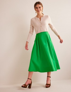 Boden Taffeta Pull-on Midi GolfSkirts Damen Grün | MQXAS-1637