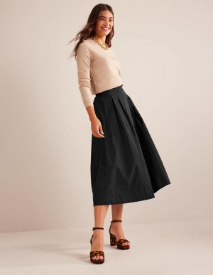 Boden Taffeta Pull-on Midi GolfSkirts Damen Schwarz | BWZGK-8473
