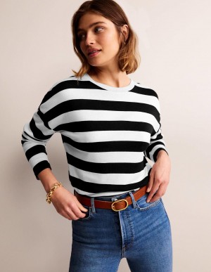 Boden Tamsin Long Sleeve Oberteile Damen Schwarz Weiß | EZRDX-5897