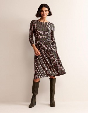 Boden Thea Kurzes Jersey Kleid Damen Olivgrün Grün | GUDSV-6503