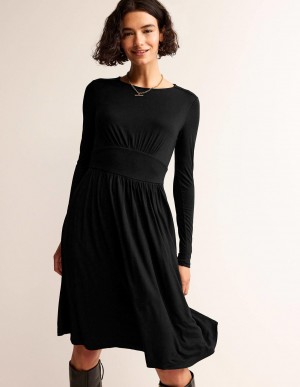 Boden Thea Kurzes Jersey Kleid Damen Schwarz | JBSXQ-8953
