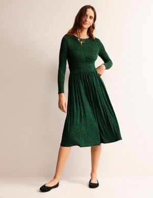Boden Thea Long Sleeve Midi Kleid Damen Grün | POFTW-6120