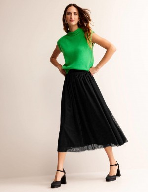 Boden Tulle Full Midi GolfSkirts Damen Schwarz | RQXPL-9685