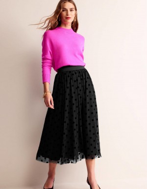 Boden Tulle Full Midi GolfSkirts Damen Schwarz | QNLYJ-3597