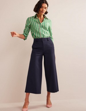 Boden Weite-Leg Ponte Culottes Hose Damen Navy | XDYZT-1706