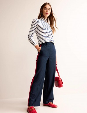 Boden Westbourne Wolle Hose Damen Navy Rot | LSRGO-0631