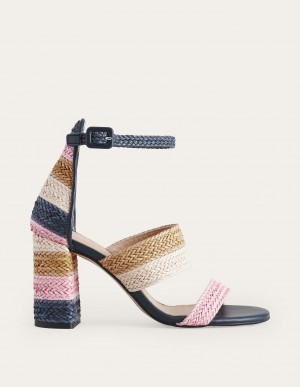Boden Woven Gestreift Absatz Sandalen Damen Mehrfarbig | LXIJA-7391