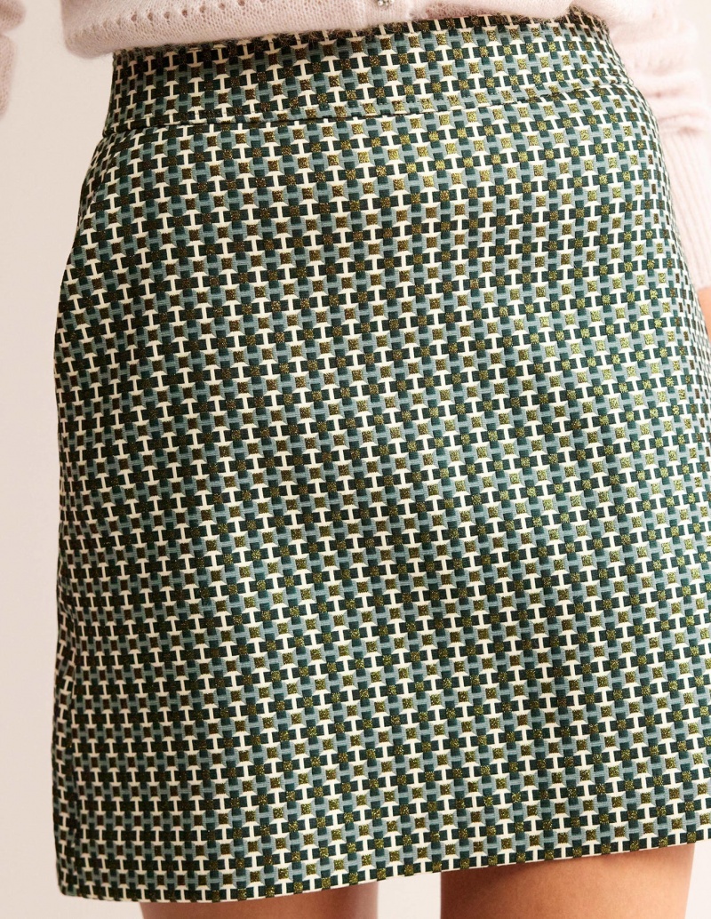 Boden A-Line Jacquard Mini GolfSkirts Damen Grün | KFVSD-4159