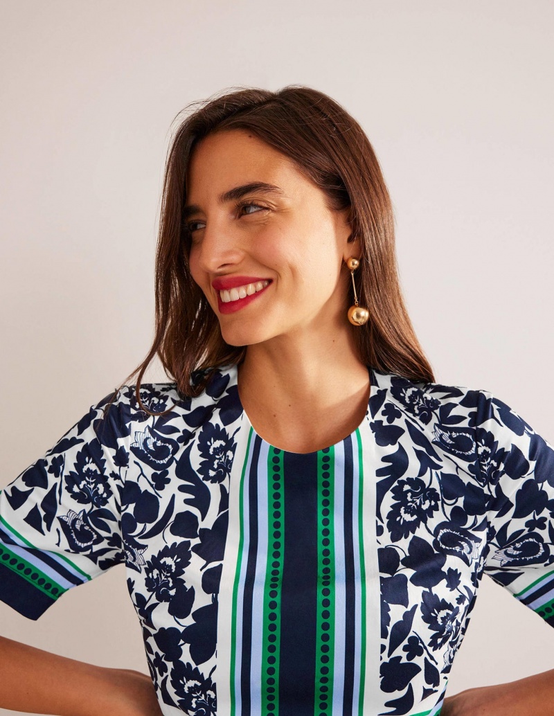Boden Alexa Baumwoll Shift Kleid Damen Navy | FILOZ-0792