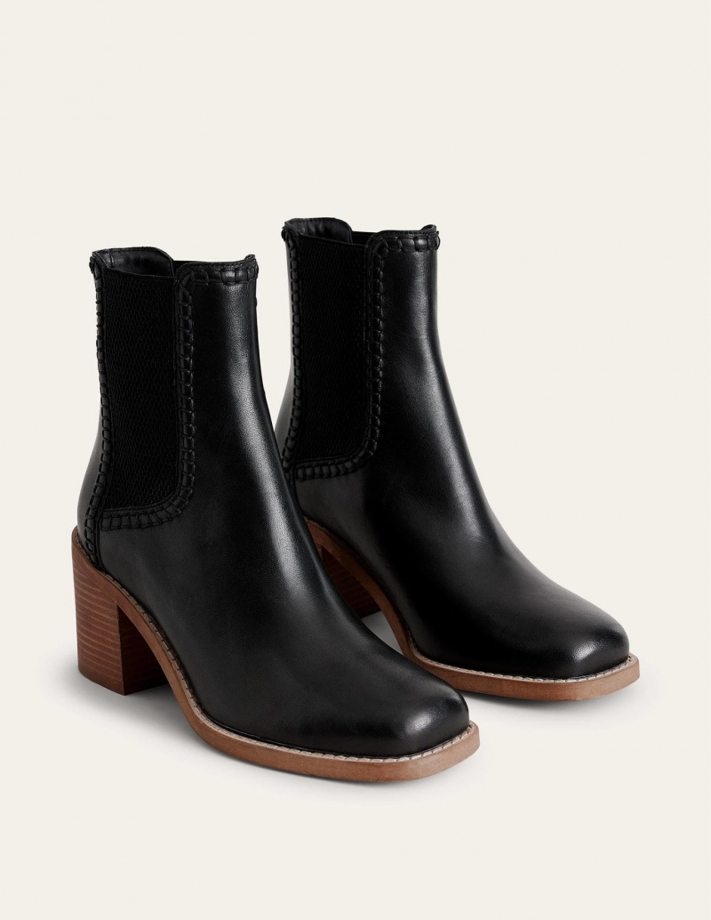 Boden Block-Heel Chelsea Stiefel Damen Schwarz | YATNI-2867