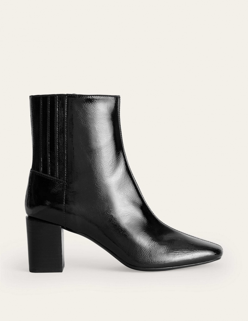 Boden Block-Heel Leder Stiefeletten Damen Schwarz | VBOXT-1562