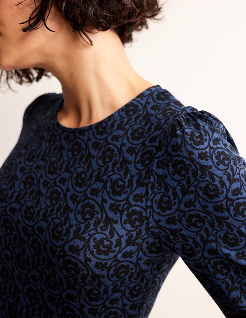Boden Camille Jersey Midi Kleid Damen Navy | AKLCS-9048