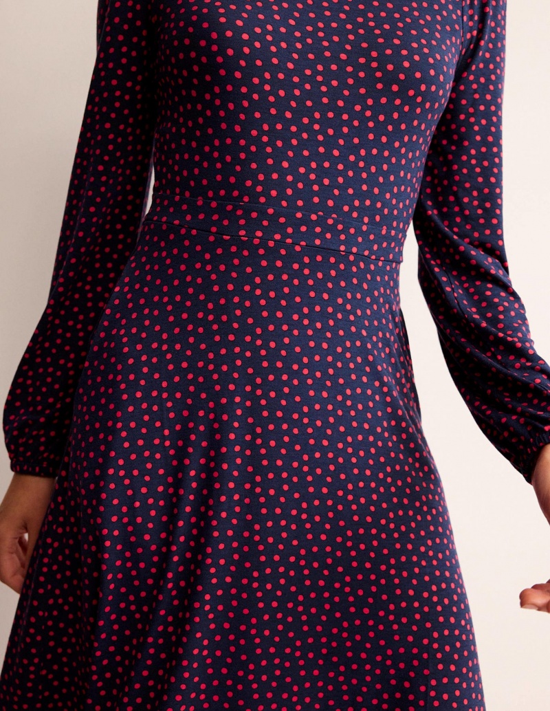 Boden Camille Jersey Midi Kleid Damen Navy | UGABS-1075