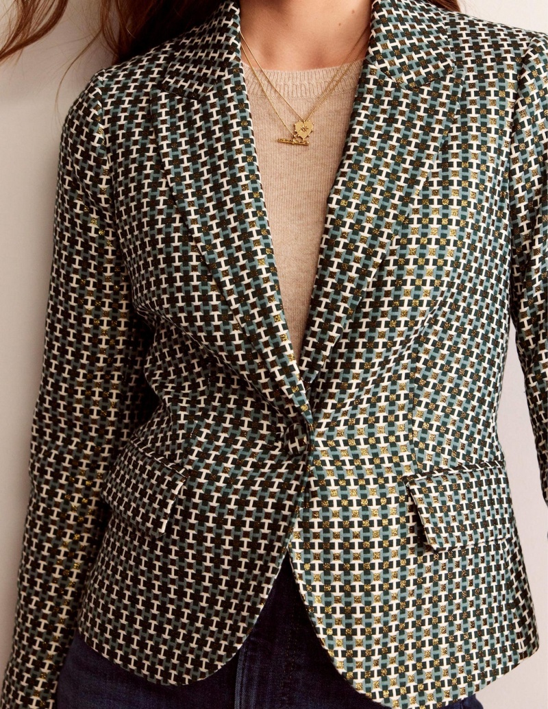 Boden Canonbury Jacquard Blazer Damen Grün | KQXZN-7145