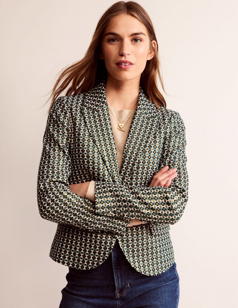 Boden Canonbury Jacquard Blazer Damen Grün | KQXZN-7145