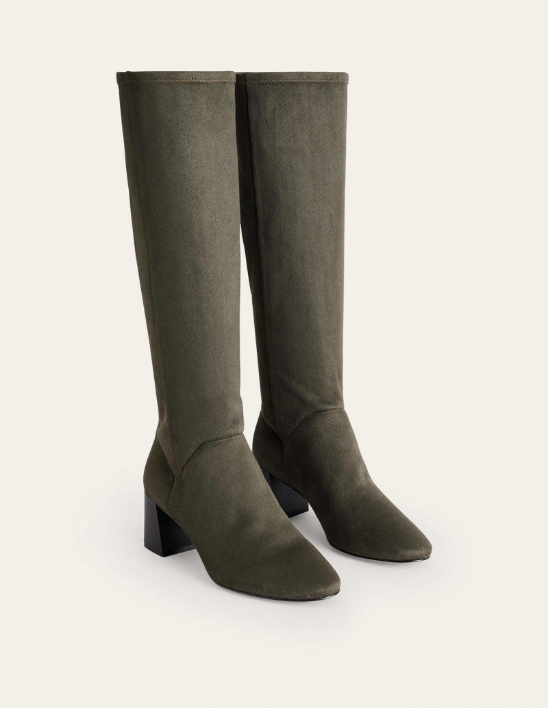 Boden Cara Absatz Stretch Kniehohe Stiefel Damen Grün | UWCXZ-3506