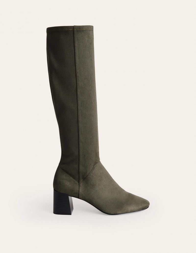 Boden Cara Absatz Stretch Kniehohe Stiefel Damen Grün | UWCXZ-3506