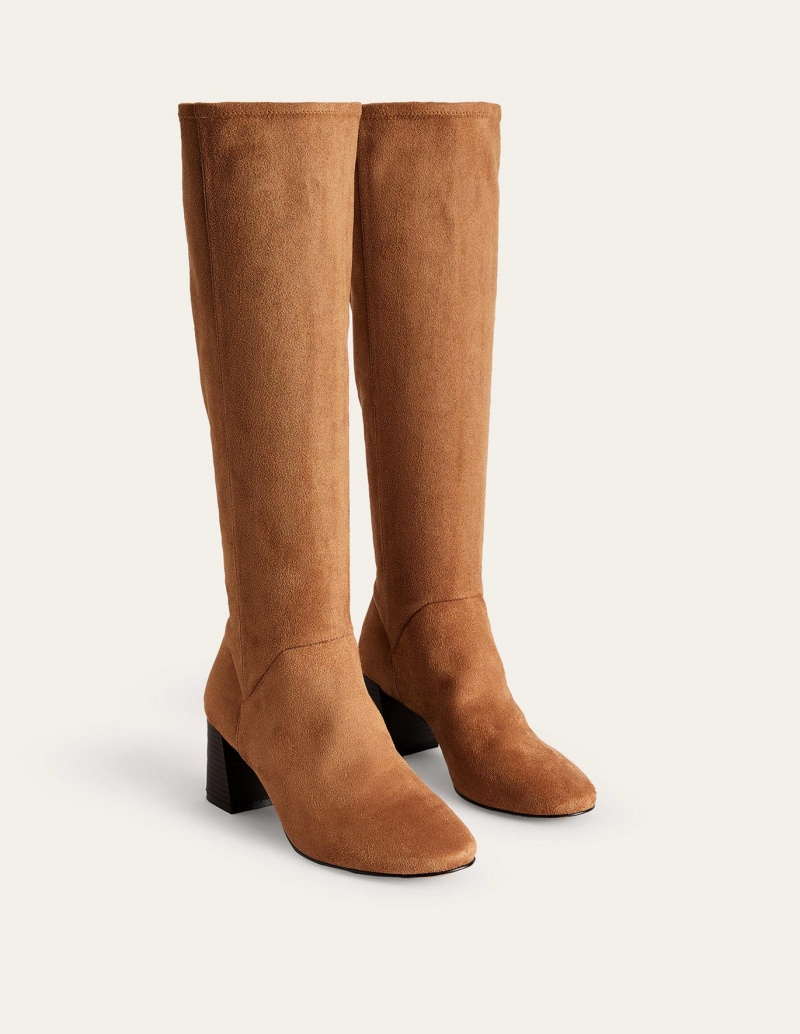 Boden Cara Absatz Stretch Kniehohe Stiefel Damen Khaki | UEOAI-3620