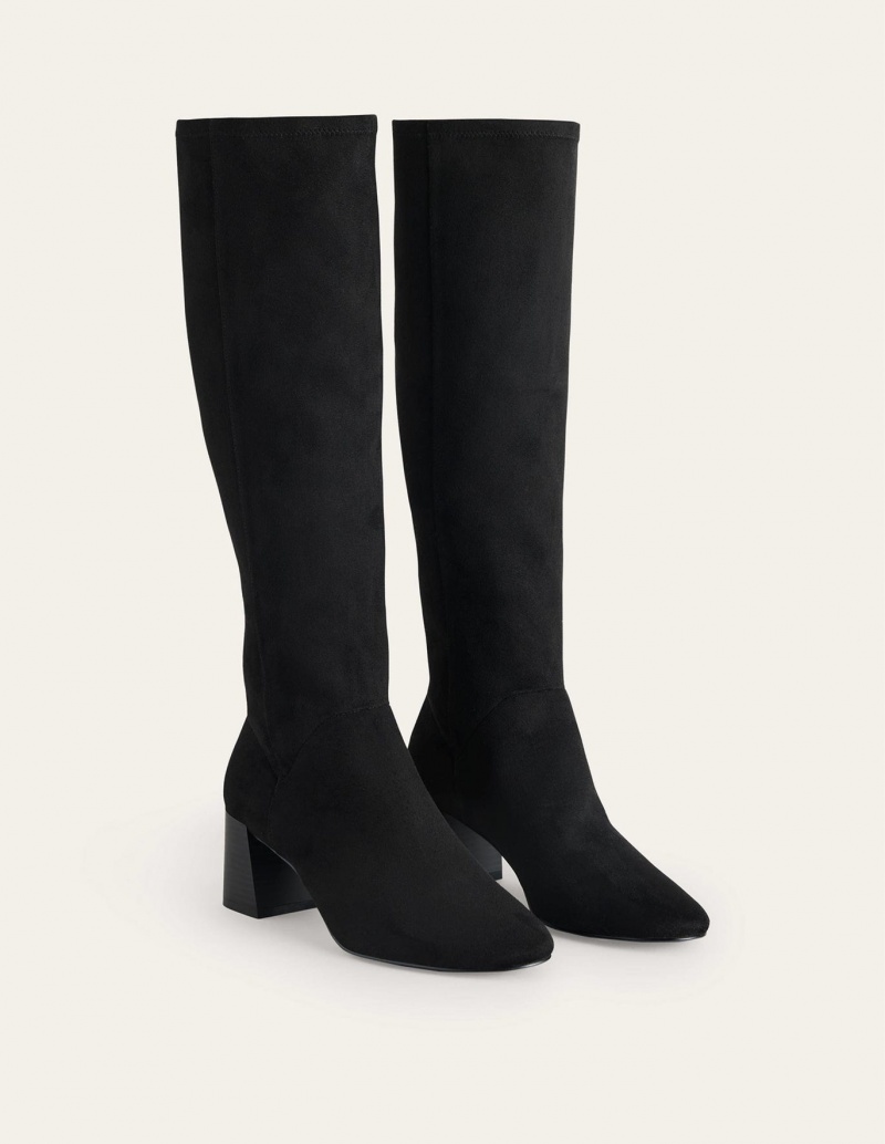 Boden Cara Absatz Stretch Kniehohe Stiefel Damen Schwarz | VMCIW-8153