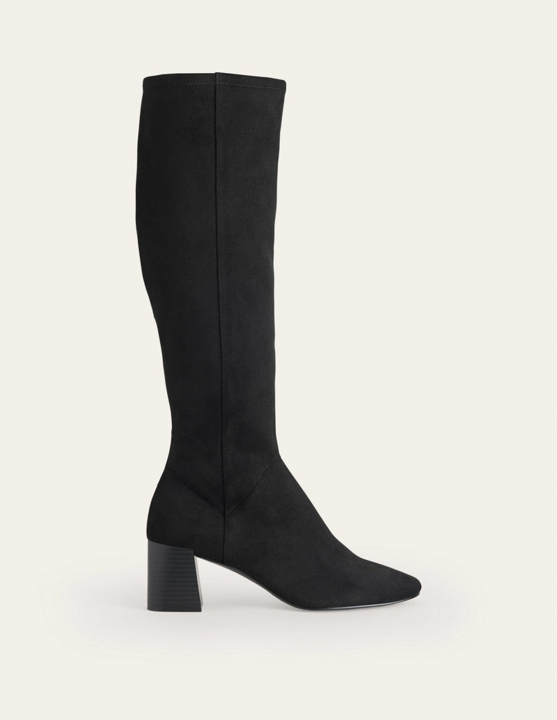 Boden Cara Absatz Stretch Kniehohe Stiefel Damen Schwarz | VMCIW-8153