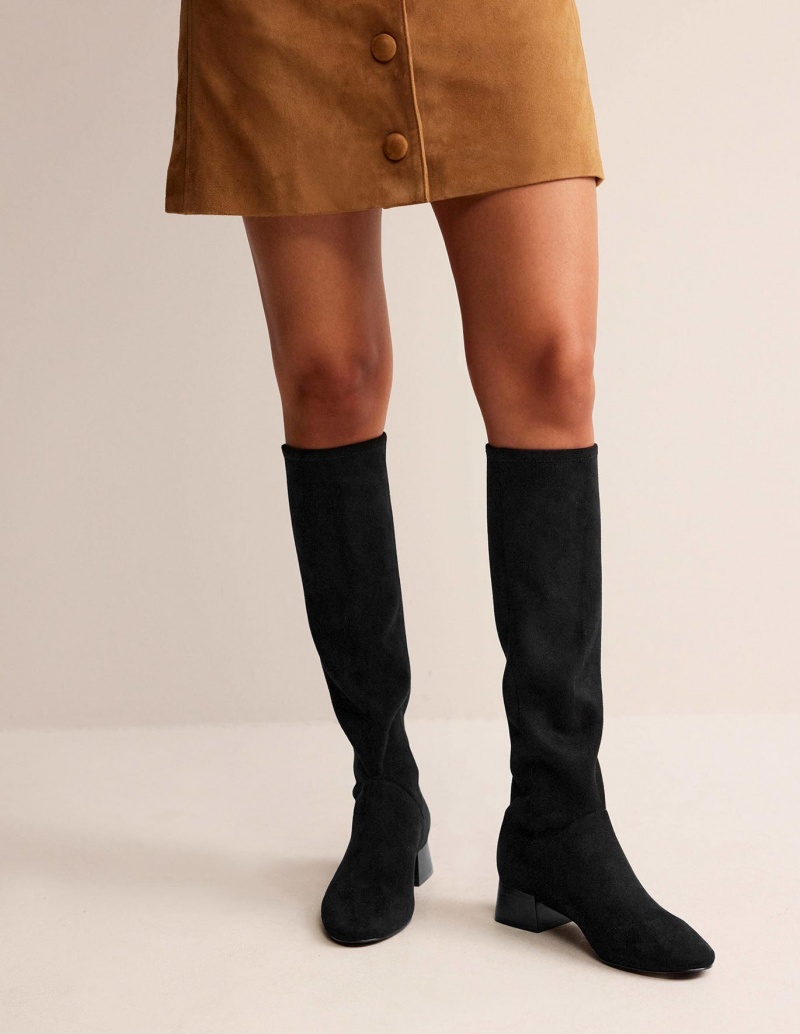 Boden Cara Flache Stretch Kniehohe Stiefel Damen Schwarz | CPUSH-9640