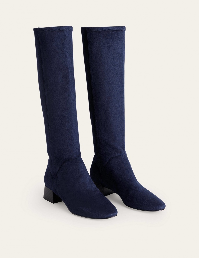 Boden Cara Flache Stretch Kniehohe Stiefel Damen Navy | HMSZC-0648