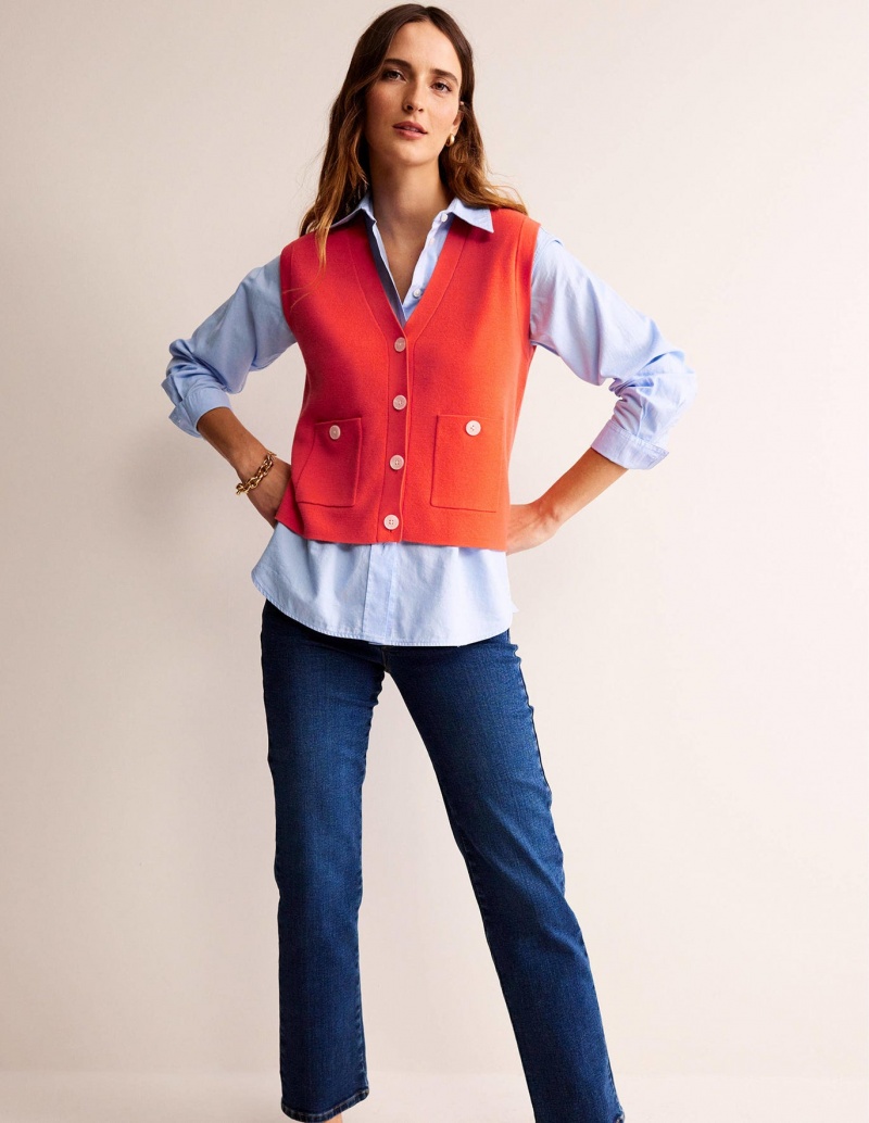 Boden Cardigan Tank Strickjacke Damen Orange | HYLBI-1659