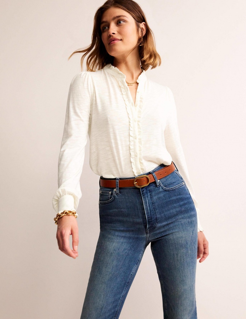 Boden Caroline Jersey Hemd Damen Weiß | QPGZX-9143