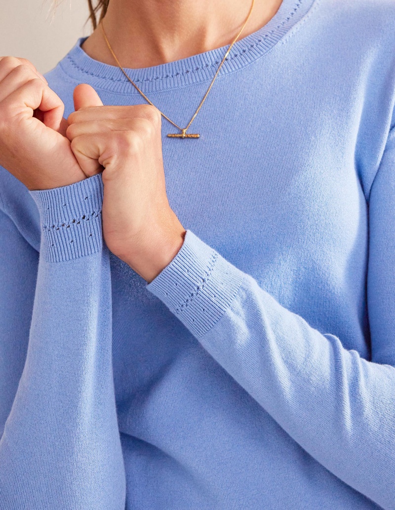 Boden Catriona Baumwoll Crew Pullover Damen Blau | SCGXP-1805